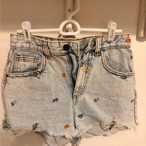 Cotton On Light Blue Embroidered Jean Shorts